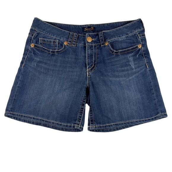 Seven7 Denim Mid Rise 5 Pocket Shorts 7” Inseam Size 14 - Picture 1 of 10